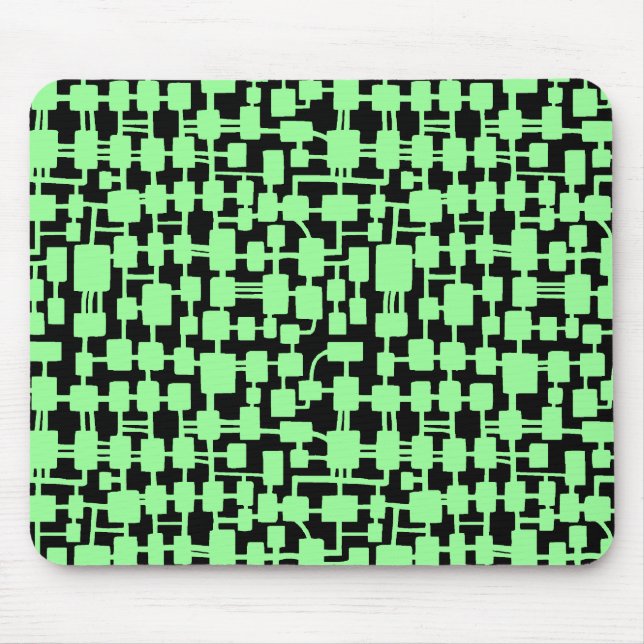 Abstraktes Netzwerk - Mini-Grün auf Schwarz Mousepad (Vorne)