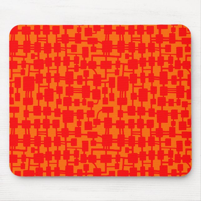 Abstraktes Netzwerk - Rot auf Orange FF6600 Mousepad (Vorne)