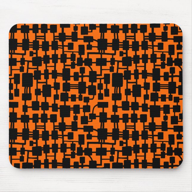 Abstraktes Netzwerk - Schwarz auf Orange FF6600 Mousepad (Vorne)