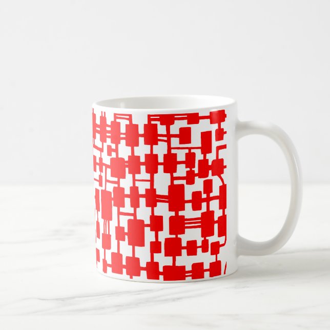 Abstraktes Netzwerk - Schwarz auf Rot Tasse (Rechts)
