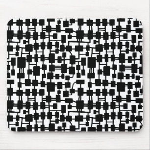 Abstraktes Netzwerk - Schwarz auf Weiß Mousepad