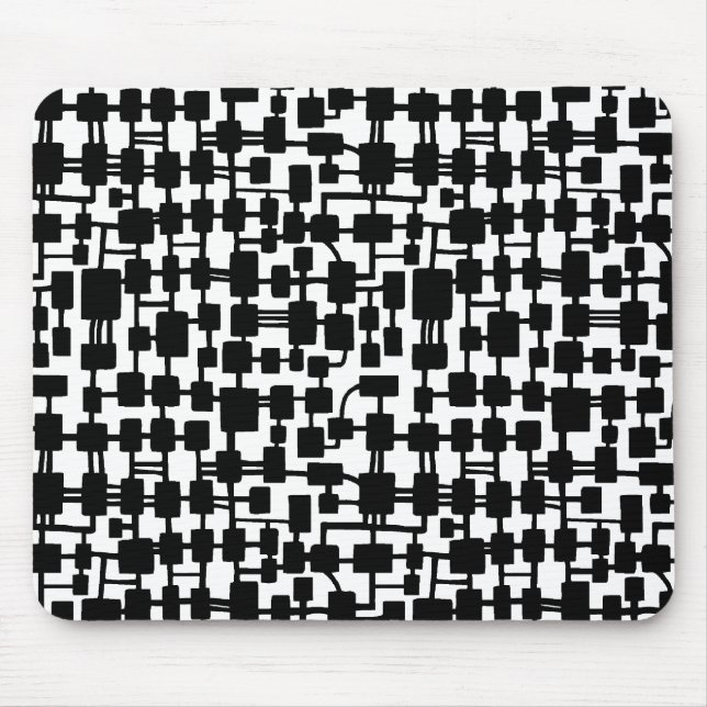 Abstraktes Netzwerk - Schwarz auf Weiß Mousepad (Vorne)