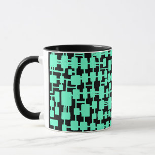Abstraktes Netzwerk - Türkisblau auf Schwarz Tasse