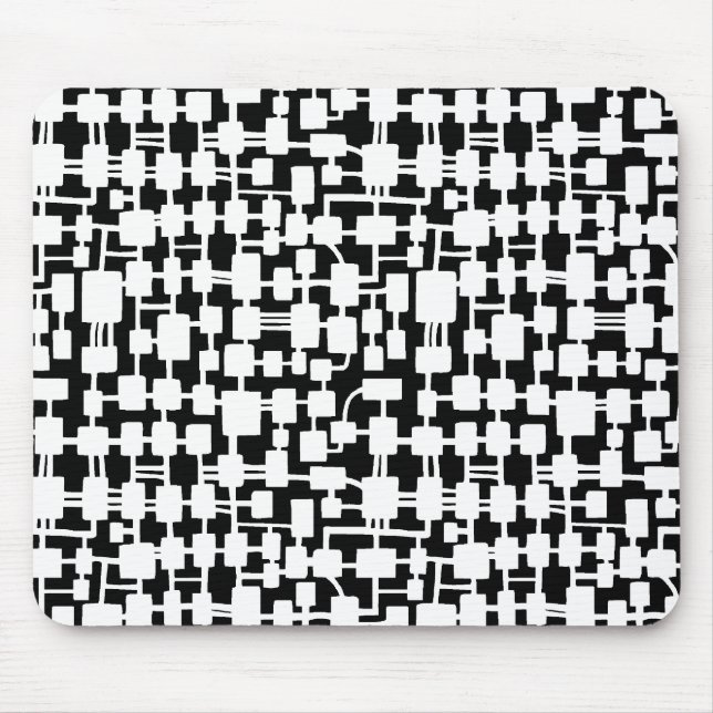 Abstraktes Netzwerk - Weiß auf Schwarz Mousepad (Vorne)