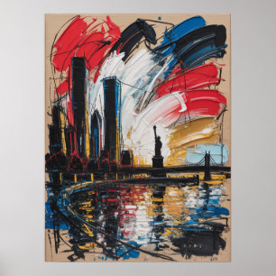 Abstraktes New York City Impasto-Gemälde Poster
