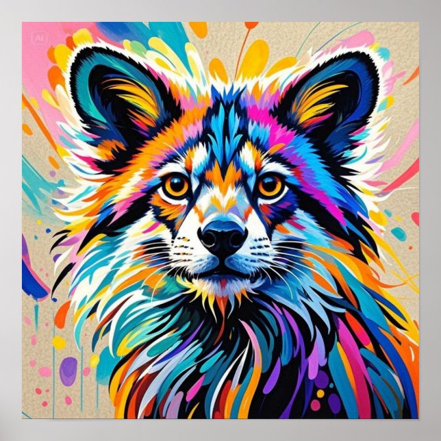 Abstraktes, niedliches und lustiges Tierkunstdesig Poster (Vorne)