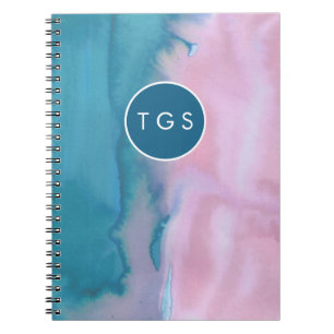Abstraktes Notebook mit rosa Aquarellfarben Notizblock