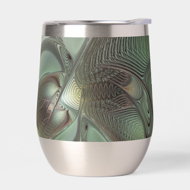 Abstraktes Olive Sage Green Grau Fraktal Art Fanta (Links)