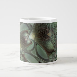 Abstraktes Olive Sage Green Grau Fraktal Art Fanta Jumbo-Tasse