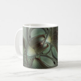 Abstraktes Olive Sage Green Grau Fraktal Art Fanta Kaffeetasse