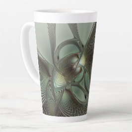 Abstraktes Olive Sage Green Grau Fraktal Art Fanta Milchtasse