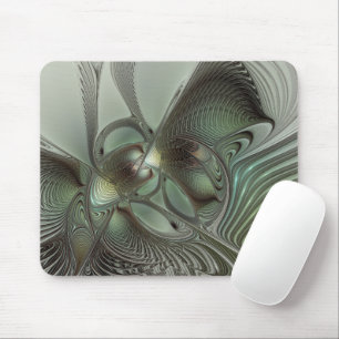 Abstraktes Olive Sage Green Grau Fraktal Art Fanta Mousepad