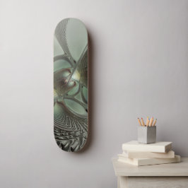 Abstraktes Olive Sage Green Grau Fraktal Art Fanta Skateboard