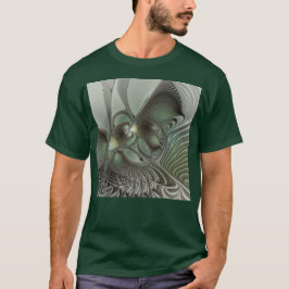 Abstraktes Olive Sage Green Grau Fraktal Art Fanta T-Shirt
