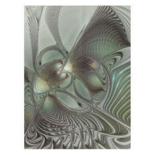 Abstraktes Olive Sage Green Grau Fraktal Art Fanta Tischdecke