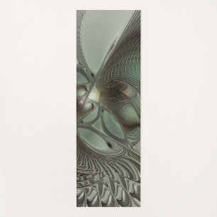 Abstraktes Olive Sage Green Grau Fraktal Art Fanta Yogamatte