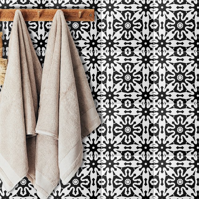 Abstraktes Op Art Black und White Geometric Muster Fliese (Von Creator hochgeladen)