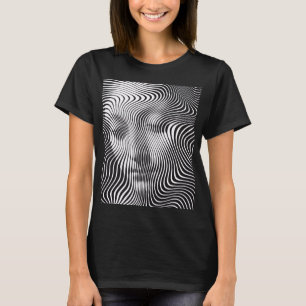 Abstraktes optisches Täuschungswellen-Porträt Dame T-Shirt