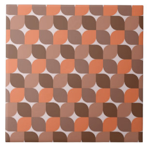 Abstraktes Orange Brown Muster Mitte des Jahrhunde Fliese