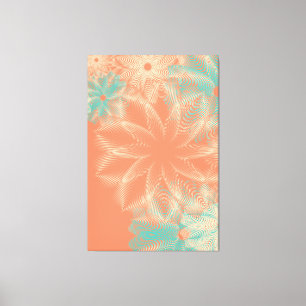 Abstraktes Orange Coral Aquamarin Floral Design Leinwanddruck