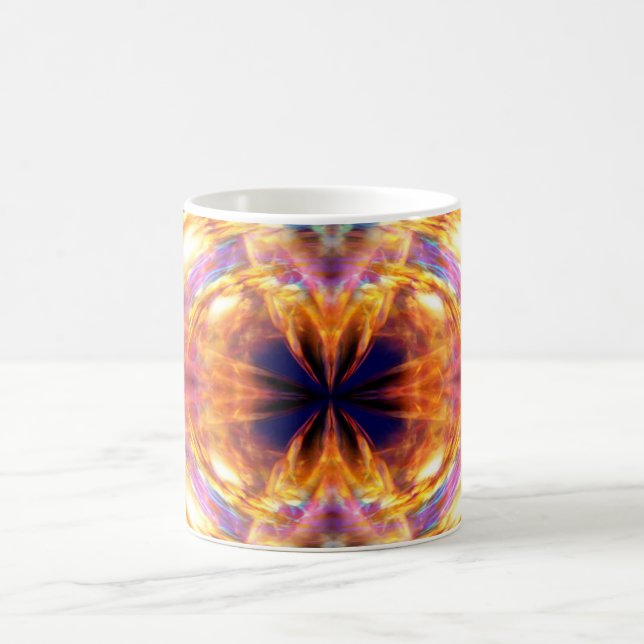 Abstraktes Orange-Feuermuster Tasse (Mittel)