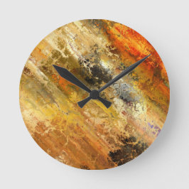 Abstraktes Orange Grunge Design Runde Wanduhr