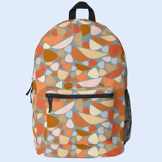 Abstraktes Orange Peach Muster Bedruckter Rucksack (Orange abstract pattern modern backpack)