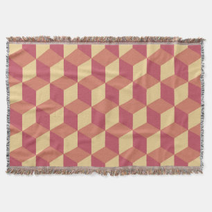 Abstraktes Orange Red Cube Muster Decke