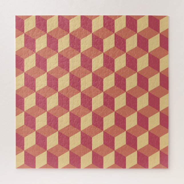 Abstraktes Orange Red Cube Muster Puzzle (Vertikal)