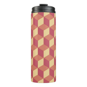 Abstraktes Orange Red Cube Muster Thermosbecher