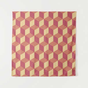 Abstraktes Orange Red Cube Muster Wandteppich