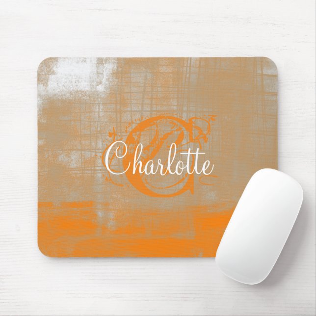 Abstraktes orangefarbenes Weiß Mousepad (Mit Mouse)