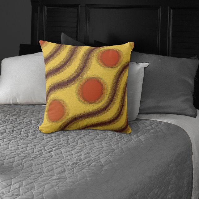 Abstraktes Orangengelb und braunes Kissen (Von Creator hochgeladen)