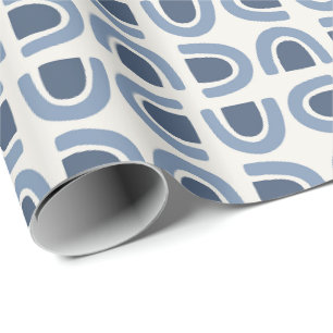 Abstraktes organisches Bogenmosaik Blaues Muster Geschenkpapier