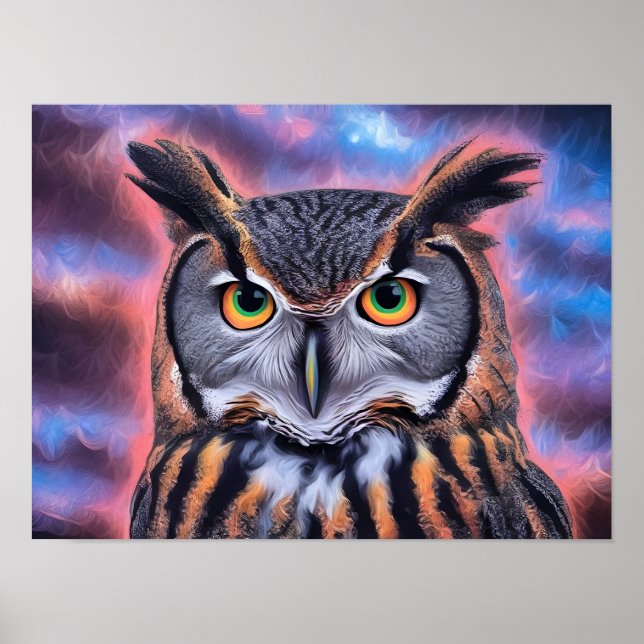 Abstraktes Owl Portrait Poster (Vorne)