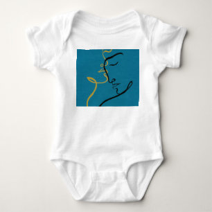Abstraktes Paar: Aquarellmalkunst Illustration. Baby Strampler
