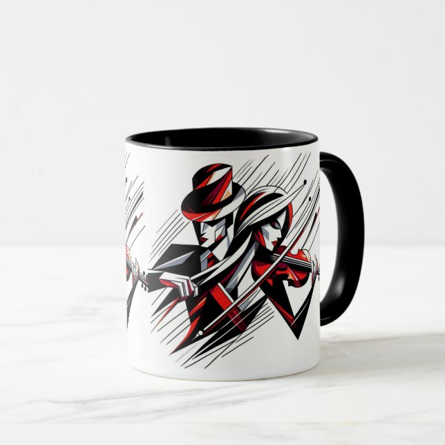 Abstraktes Paar mit Violine Tasse (VorderseiteRechts)