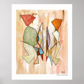 Abstraktes Paar Neutral Beige Wandkunst Orange Poster