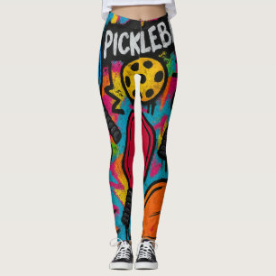 Abstraktes Paddle Ball Grafik drucken in Picklebal Leggings