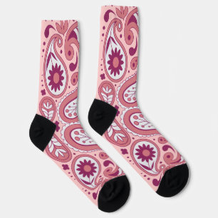 Abstraktes Paisley Muster in Pinks Blume Spitze Socken