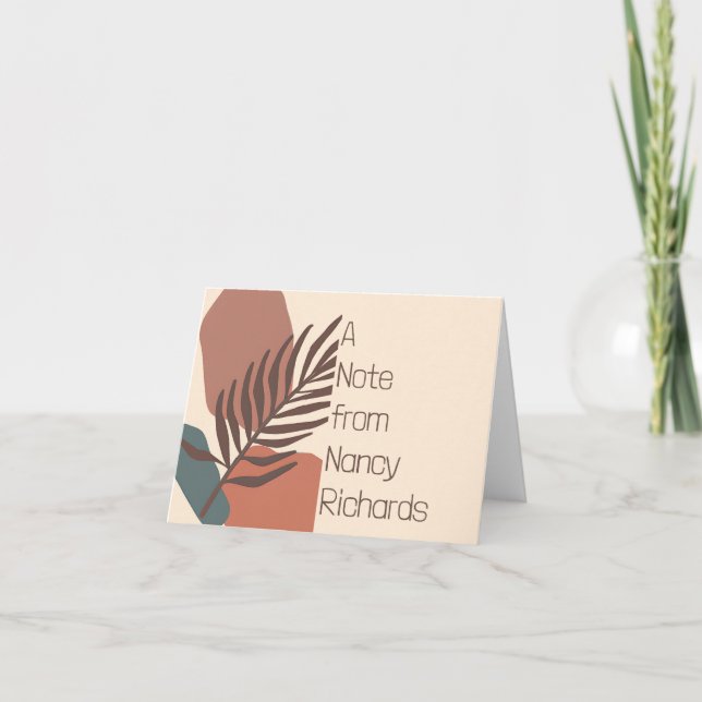 Abstraktes Palmenblatt moderne minimalistische Kun Karte (Vorderseite)