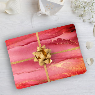 Abstraktes Papier zum Abpacken von Rosa und Korall Geschenkpapier