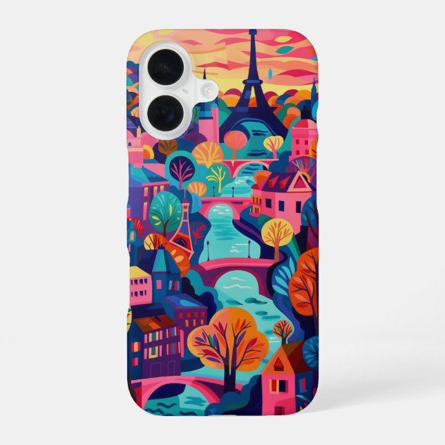 Abstraktes Paris iPhone 16 Hülle (Rückseite)