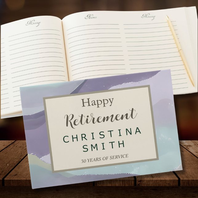 Abstraktes Party für die zeitgenössische Aquarellg Gästebuch (Abstract Contemporary Watercolor Retirement Party Guest Book)