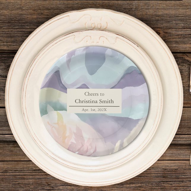 Abstraktes Party für die zeitgenössische Aquarellg Pappteller (Abstract Contemporary Watercolor Retirement Party Paper Plates)