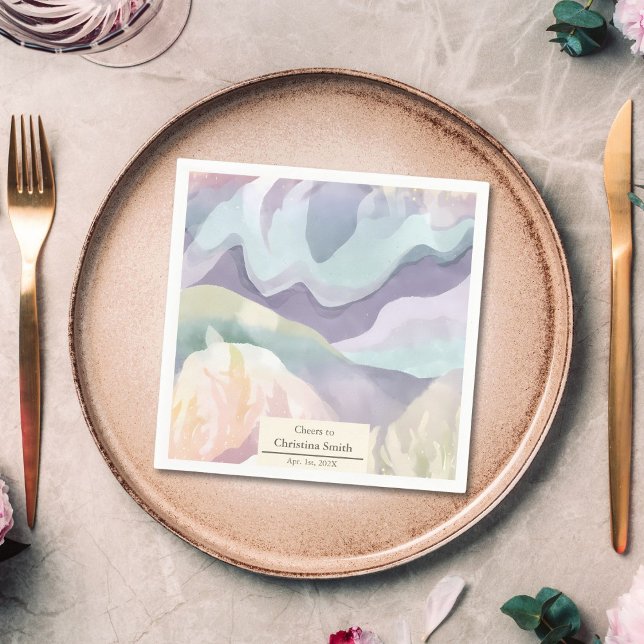 Abstraktes Party für die zeitgenössische Aquarellg Serviette (Abstract Contemporary Watercolor Retirement Party Napkins)