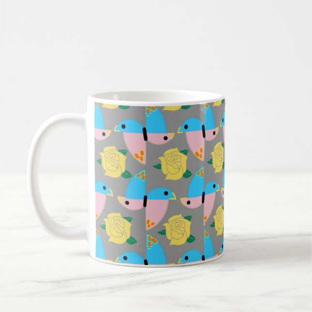 Abstraktes Pastell-Bird- oder Schmetterlingsmuster Kaffeetasse (Links)