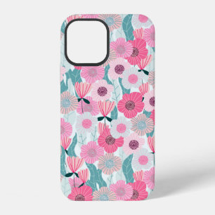 Abstraktes Pastell-Blumenmuster. Schöne rosa Blü iPhone 12 Hülle