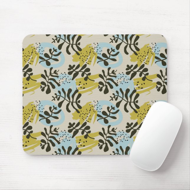 Abstraktes Pastell Grün Blau Muster Mousepad (Mit Mouse)