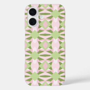 Abstraktes Pastell Grün und Rosa geometrisches Mus iPhone 16 Hülle